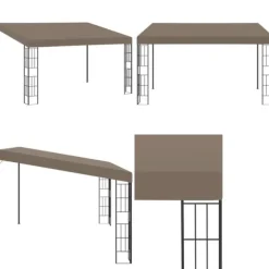 Vægmonteret pavillon 4x3 m stof gråbrun - Væghængt Pavillon - Væghængte Pavilloner - Home & Living