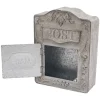Vægmonteret postkasse, antik/vintage-stil i metal, grå, til have og udendørs brug