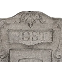 Vægmonteret postkasse, antik/vintage-stil i metal, grå, til have og udendørs brug