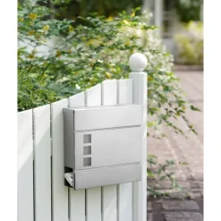 Vægpostkasse med avisrum sølv