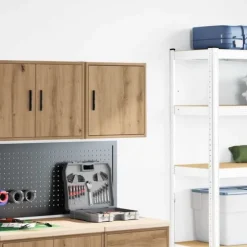 Vægskab til garage - Stabilt konstrueret træ | Farve: Natur | Størrelse: 80x30x90 cm