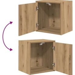 Vægskab til garage - Stabilt konstrueret træ | Farve: Natur | Størrelse: 80x30x90 cm