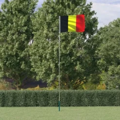 vidaXL Belgien flag og flagstang 5,55 m aluminium
