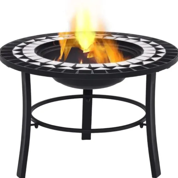 vidaXL bålfad mosaik 68 cm keramik sort og hvid - Ildsteder