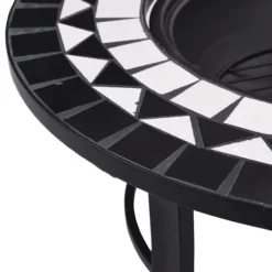 vidaXL bålfad mosaik 68 cm keramik sort og hvid - Ildsteder