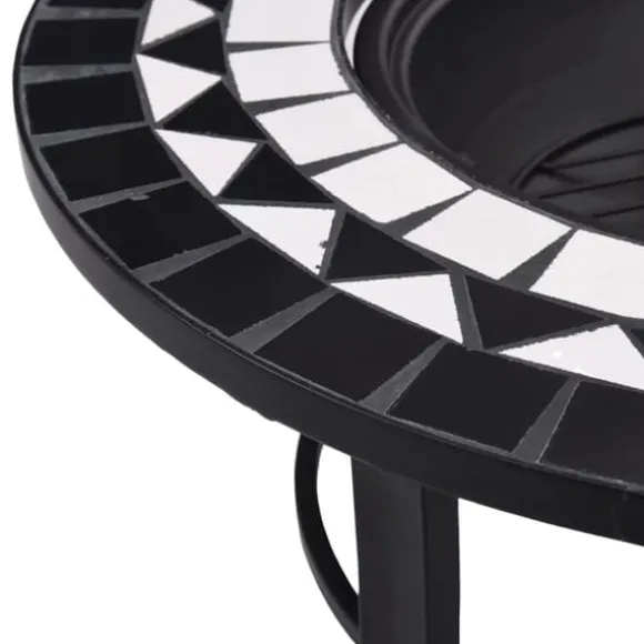 vidaXL bålfad mosaik 68 cm keramik sort og hvid - Ildsteder