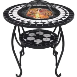 vidaXL bålfad mosaik 68 cm keramik sort og hvid - Ildsteder