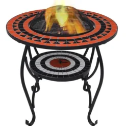 vidaXL bålfad mosaik 68 cm keramik terracottafarvet og hvid - Ildsteder