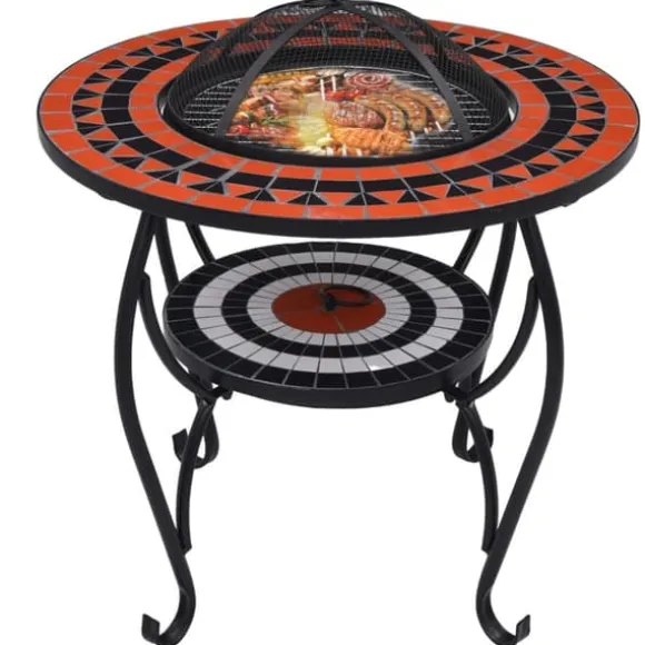 vidaXL bålfad mosaik 68 cm keramik terracottafarvet og hvid - Ildsteder