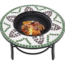 vidaXL bålfad mosaik 68 cm keramik grøn - Ildsteder