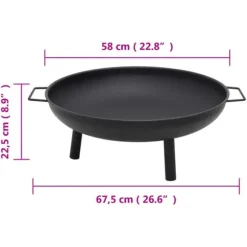 vidaXL bålfad 67,5x58x22,5 cm stål - Ildsteder