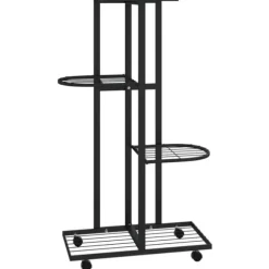 vidaXL blomsterstativ 4 niveauer med hjul 44x23x80 cm jern sort - Planteborde