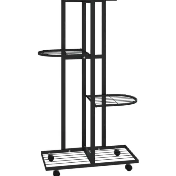 vidaXL blomsterstativ 4 niveauer med hjul 44x23x80 cm jern sort - Planteborde