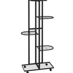 vidaXL blomsterstativ 5 niveauer med hjul 44x23x100 cm jern sort - Planteborde
