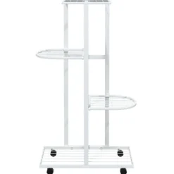 vidaXL blomsterstativ 4 niveauer med hjul 44x23x80 cm jern hvid - Planteborde
