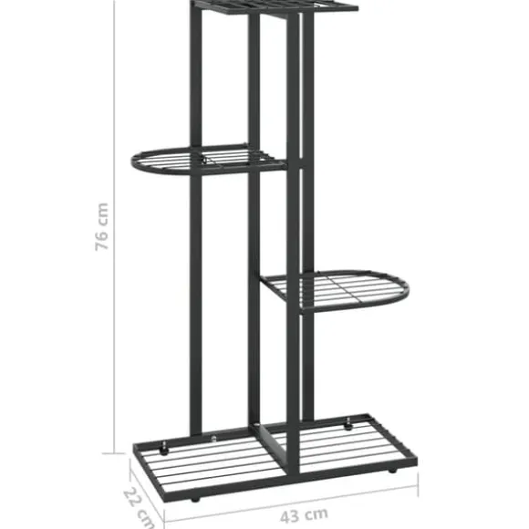 vidaXL blomsterstativ i 4 niveauer 43x22x76 cm metal sort - Planteborde