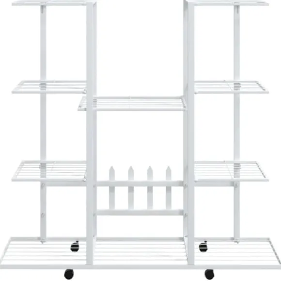 vidaXL blomsterstativ med hjul 94,5x24,5x91,5 cm jern hvid - Planteborde