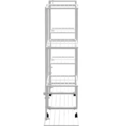 vidaXL blomsterstativ med hjul 94,5x24,5x91,5 cm jern hvid - Planteborde