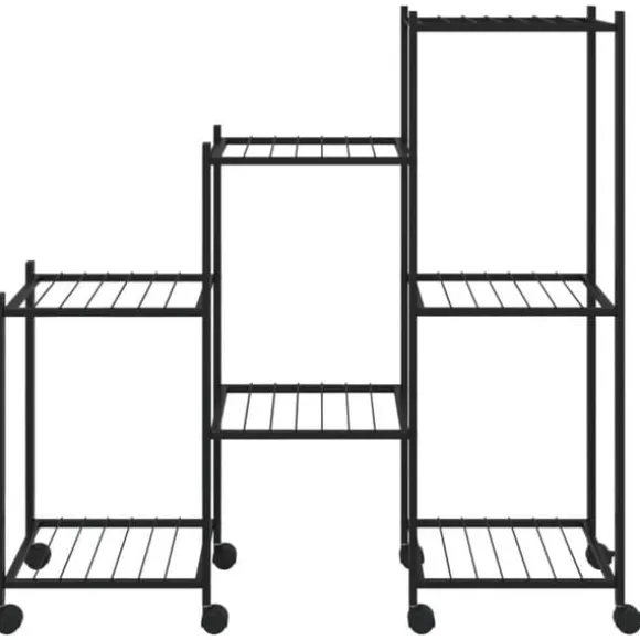 vidaXL blomsterstativ med hjul 83x25x83,5 cm jern sort - Planteborde