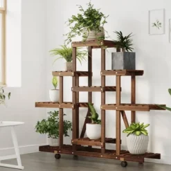 vidaXL blomsterstativ med hjul 110x25x101 cm massivt fyrretræ - Planteborde