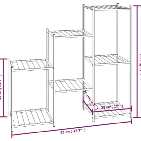 vidaXL blomsterstativ 83x25x80 cm jern sort - Planteborde