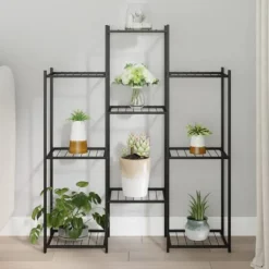 vidaXL blomsterstativ 85x25x100 cm jern sort - Planteborde