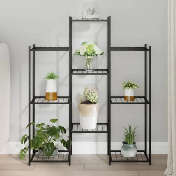 vidaXL blomsterstativ 85x25x100 cm jern sort - Planteborde