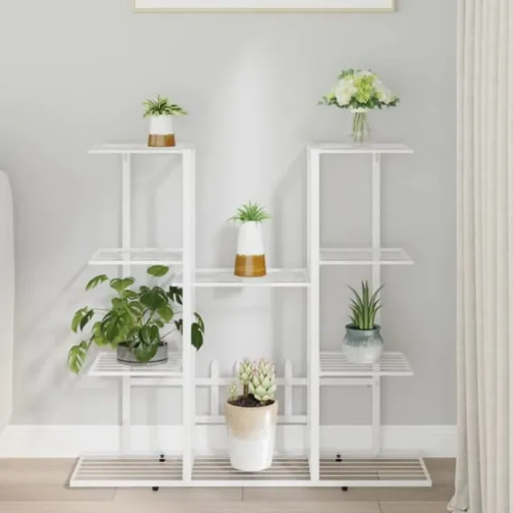 vidaXL blomsterstativ 94,5x25x89 cm jern hvid - Planteborde