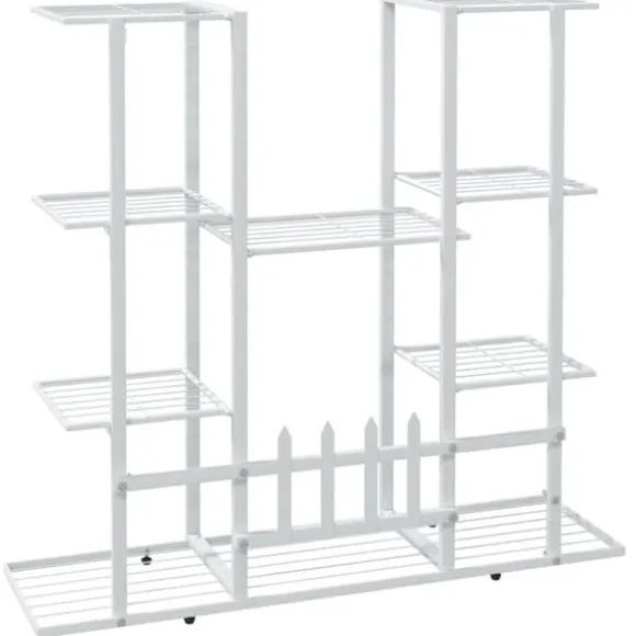 vidaXL blomsterstativ 94,5x25x89 cm jern hvid - Planteborde
