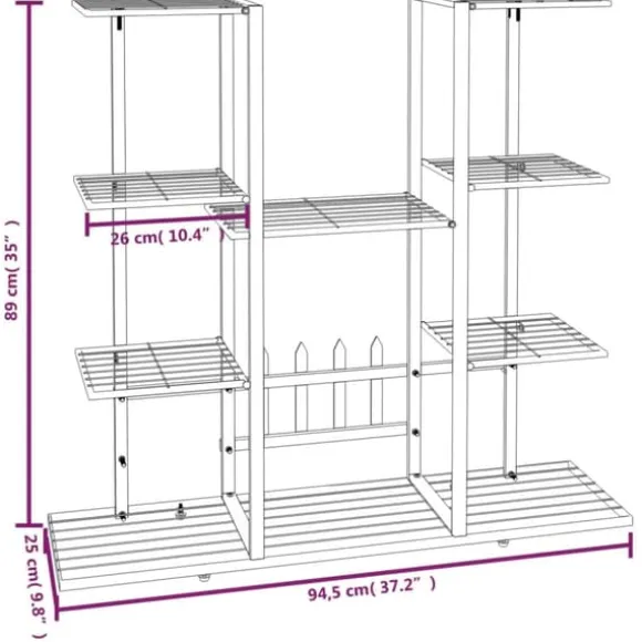 vidaXL blomsterstativ 94,5x25x89 cm jern hvid - Planteborde