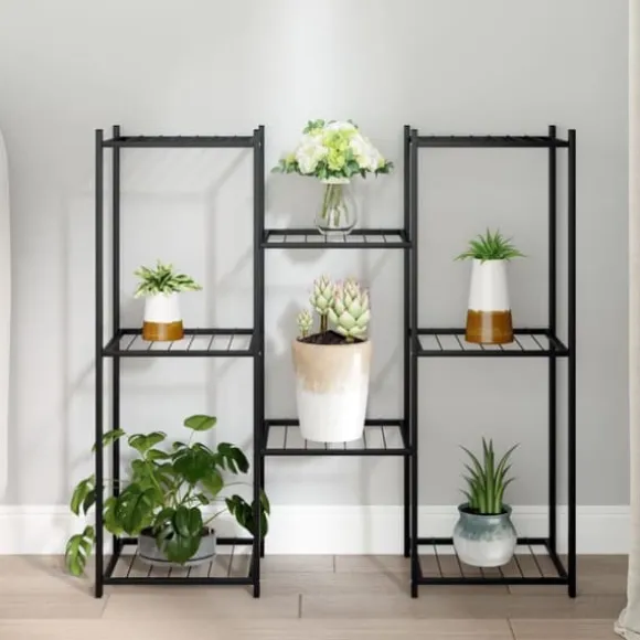 vidaXL blomsterstativ 83x25x80 cm jern sort - Planteborde