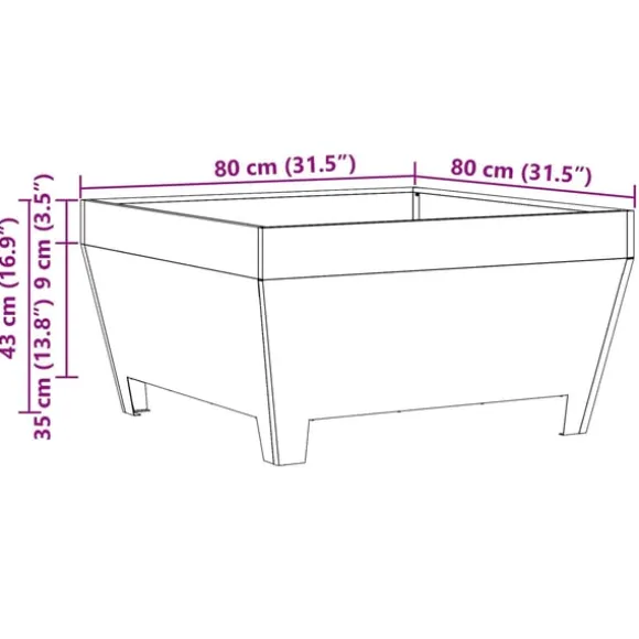 vidaXL Bålsted Sort 80 x 80 x 43 cm Koldvalset stål
