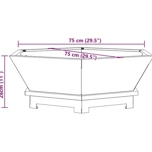 vidaXL Bålsted Sort 75 x 75 x 28 cm Koldvalset stål
