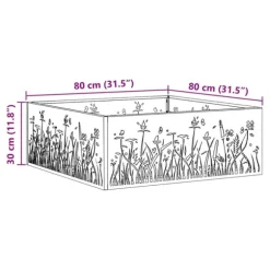 vidaXL Bålsted Sort 80 x 80 x 30 cm Koldvalset stål