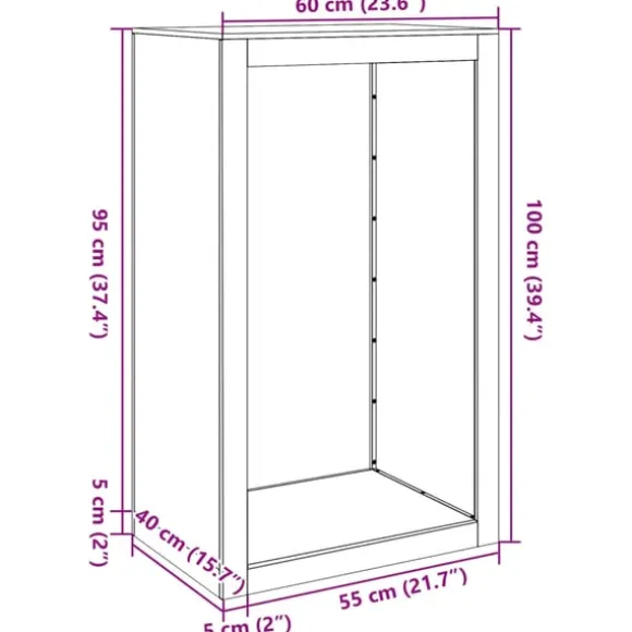 vidaXL Brændereol 60x40x100 cm i vejrbestandigt stål