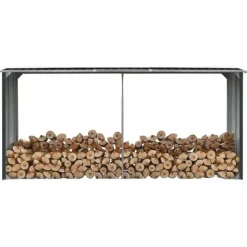 vidaXL brændeskur 330 x 92 x 153 cm galvaniseret stål antracitgrå