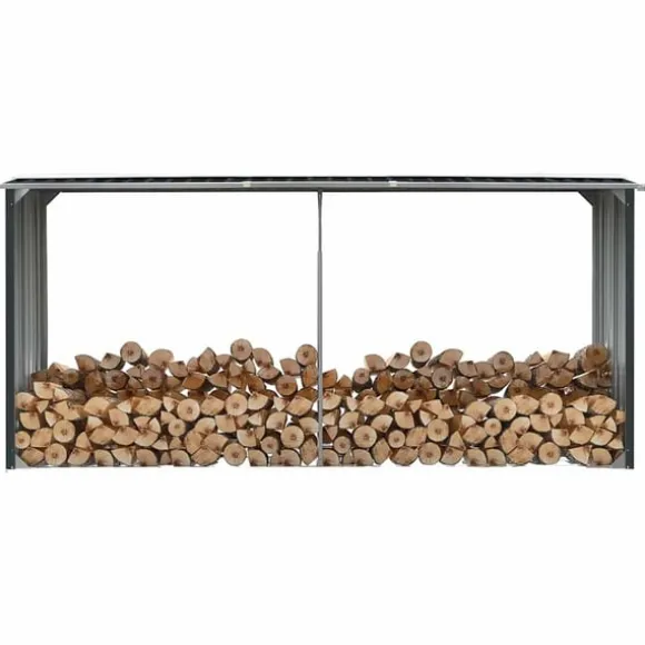 vidaXL brændeskur 330 x 92 x 153 cm galvaniseret stål antracitgrå