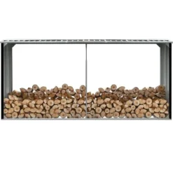 vidaXL brændeskur 330 x 92 x 153 cm galvaniseret stål antracitgrå - Brændekurve – tilbehør