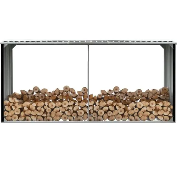 vidaXL brændeskur 330 x 92 x 153 cm galvaniseret stål antracitgrå - Brændekurve – tilbehør
