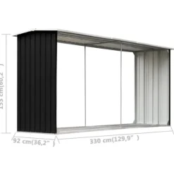 vidaXL brændeskur 330 x 92 x 153 cm galvaniseret stål antracitgrå - Brændekurve – tilbehør