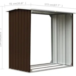 vidaXL brændeskur 172 x 91 x 154 cm galvaniseret stål brun - Brændekurve – tilbehør