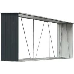 vidaXL brændeskur til haven 330x84x152 cm galvaniseret stål antracitgrå