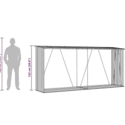 vidaXL brændeskur til haven 330x84x152 cm galvaniseret stål antracitgrå