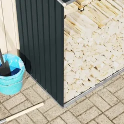 vidaXL brændeskur til haven 330x84x152 cm galvaniseret stål antracitgrå