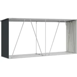 vidaXL brændeskur til haven 330x84x152 cm galvaniseret stål antracitgrå