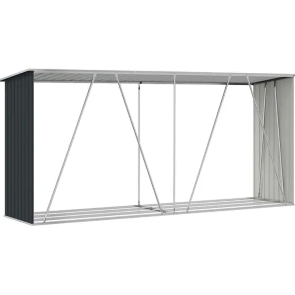 vidaXL brændeskur til haven 330x84x152 cm galvaniseret stål antracitgrå