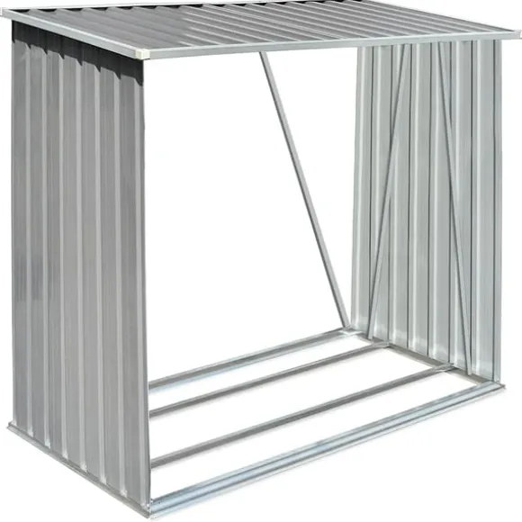 vidaXL brændeskur til haven galvaniseret stål 163 x 83 x 154 cm grå