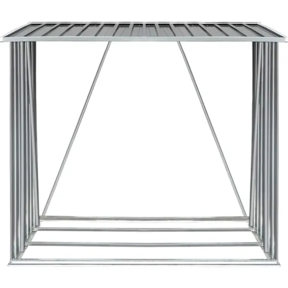vidaXL brændeskur til haven galvaniseret stål 163 x 83 x 154 cm grå
