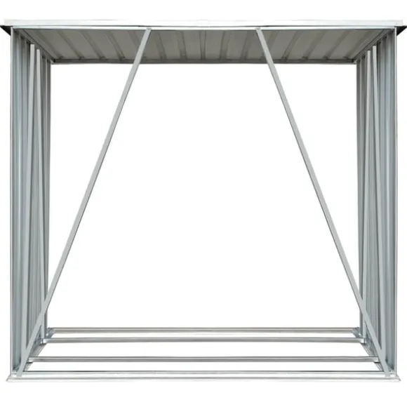 vidaXL brændeskur til haven galvaniseret stål 163 x 83 x 154 cm grå