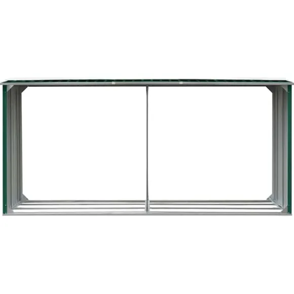 vidaXL brændeskur til haven 330 x 92 x 153 cm galvaniseret stål grøn